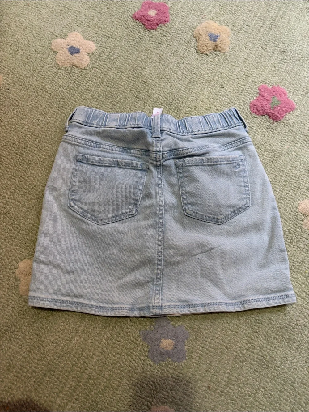 Justice Care Bears Two-Tone Denim Girl’s Skirt in Light Blue & White